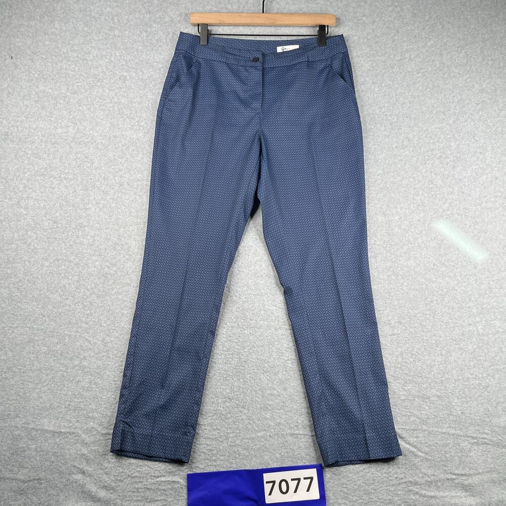 Greg Norman Golf Performance Pants Womens Size 6 Navy Blue Geometric Casual